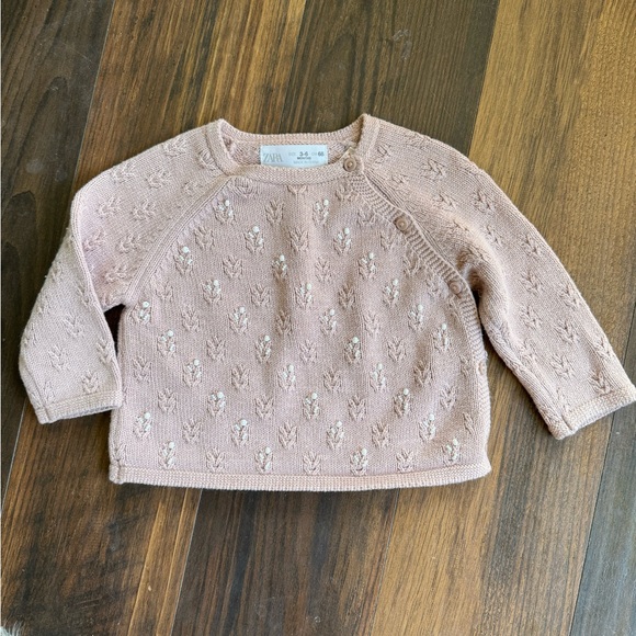 Zara Other - Hand beaded Zara Sweater Cotton 3/6 months